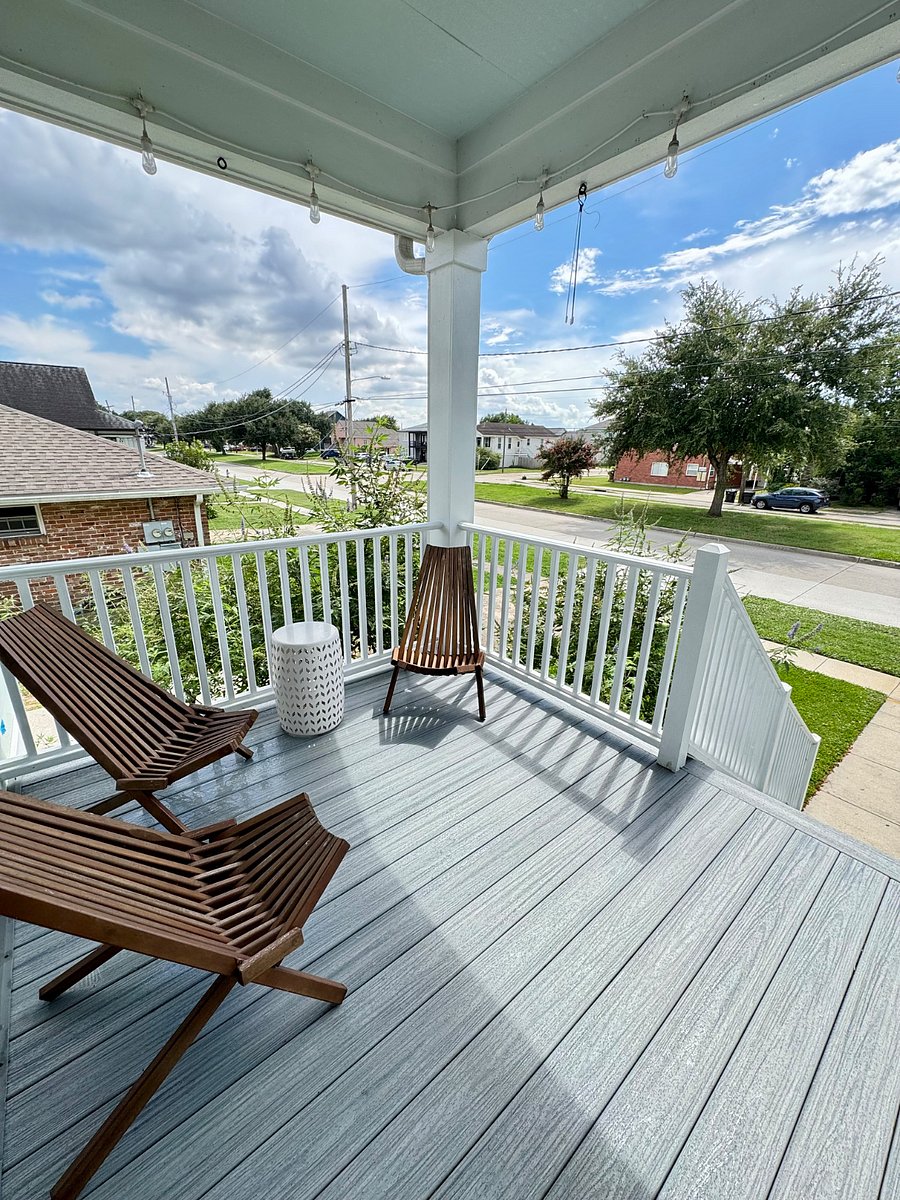 Porch area facing street and walking path.