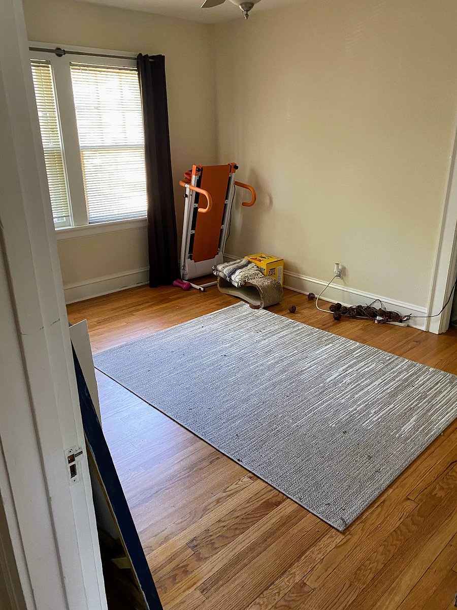 Old photo of the bedroom you would occupy. Currently occupied by roommate with her own furniture. I will provide queen bed, dresser, and desk