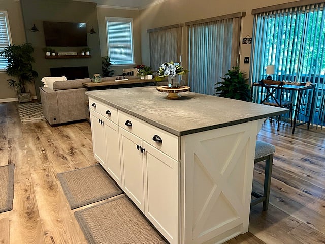 Over-sized kitchen island with plenty of storage