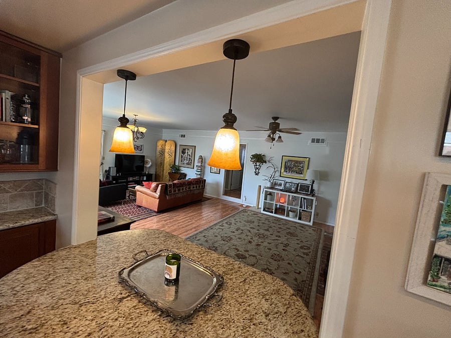 Kitchen into living room