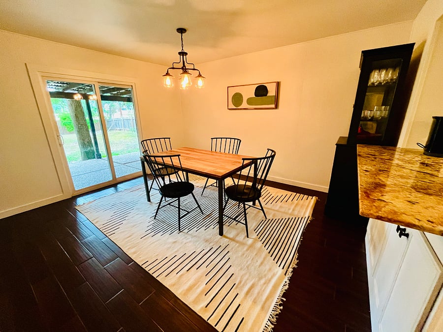Spacious dining area for home cooked meals