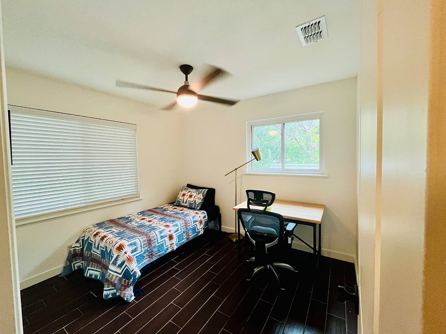 Twin bed and office space