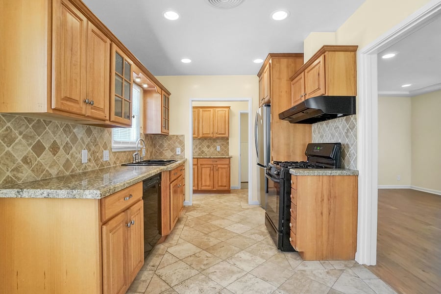 Kitchen with gas stove