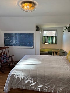 S facing bedroom table & chair (could be used as a desk) 