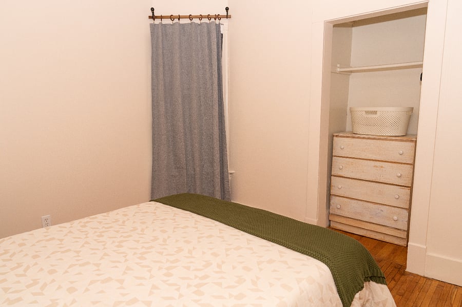 Black out curtains make the room dark and cozy so you can sleep sound. 
