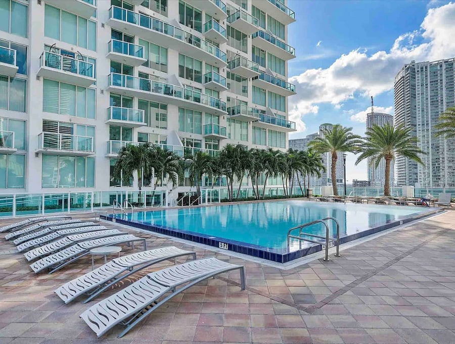 Pool area with chairs