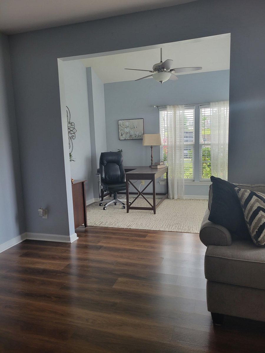 Sunroom/office through the living room