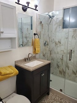 Custom Bathroom Shower, Tile, Flooring, Vanity & Upgraded Fixtures.