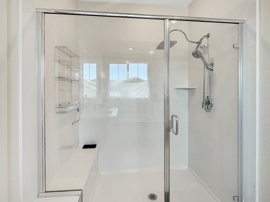 Master Suite bathroom huge shower featuring upgraded rain shower head and filtered water.