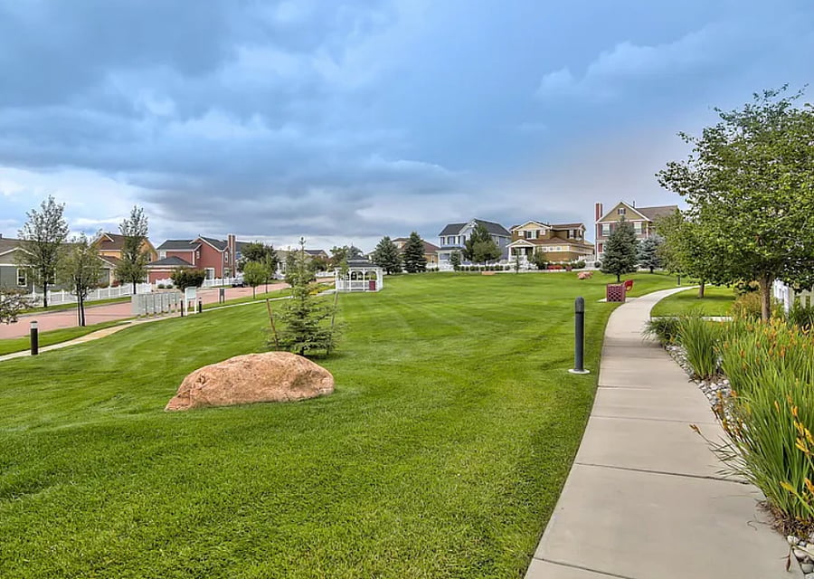 Enjoy the view of Pikes Peak and the lovely park in front of home from the front porch!