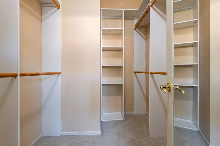 Walk in closet at masters bedroom
