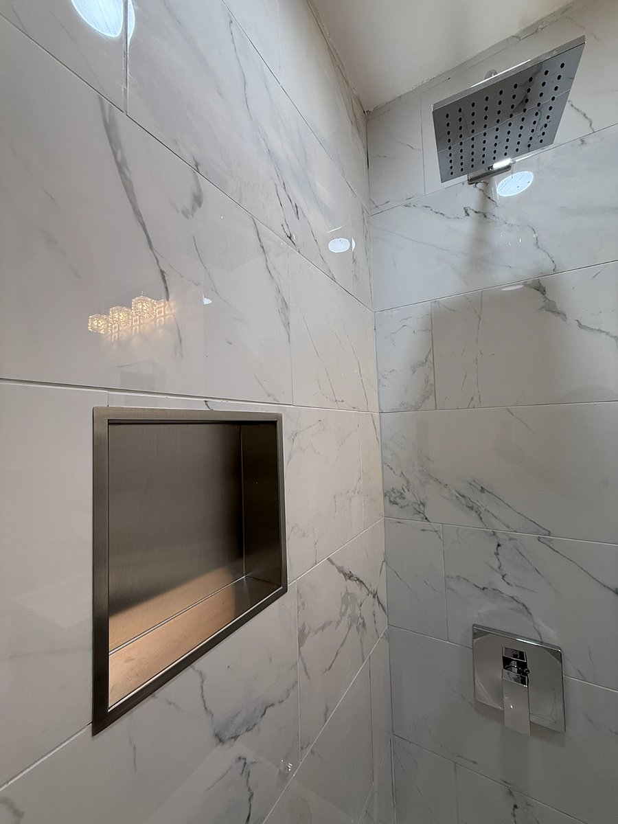 Shower niche, specifically for shampoo, salts, and personals