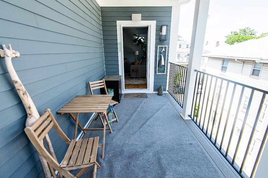 Spacious deck with seating for coffee in the morning sun or afternoon cocktails.