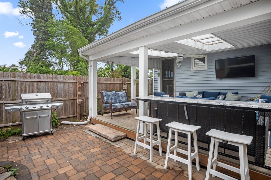 Outdoor Living with Gas Grill , Shower and TV. 
