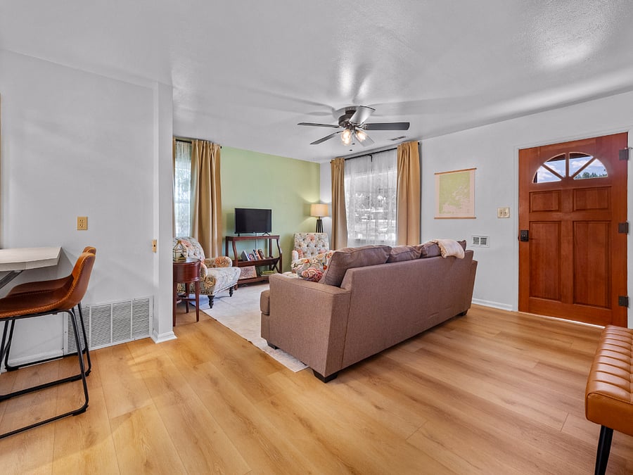 Living room, entry, and dining room. 