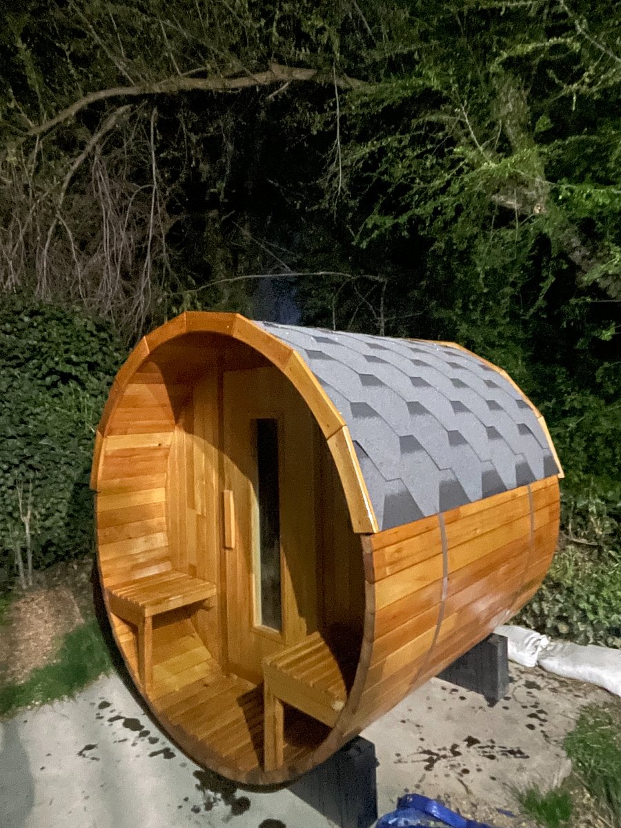 Barrel sauna good for 1-2 adults at a time, available for use
