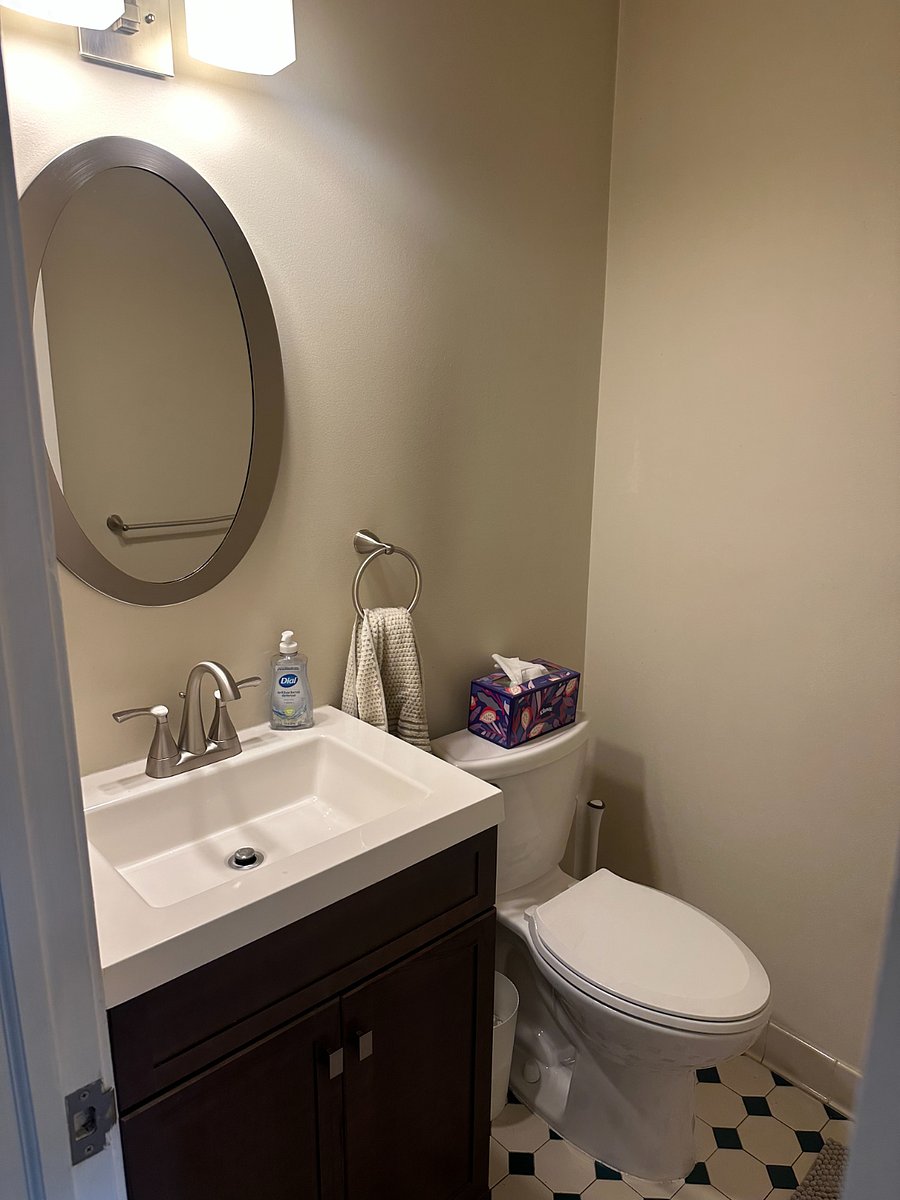 Lower level powder room