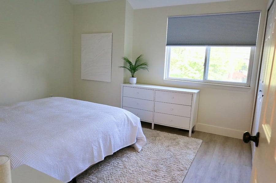 Lots of dresser space and blackout shades on window