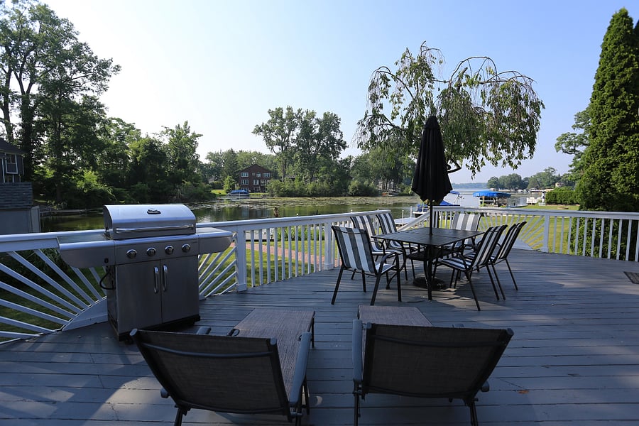 Huge deck with lake views, gas grill and patio seating