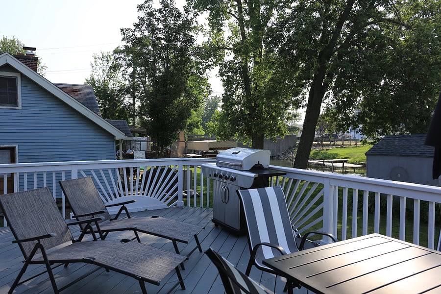 Two loungers and gas BBQ to enjoy Michigan summer lake living