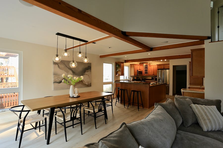 Lower level is an open floor plan allowing guests and families to interact