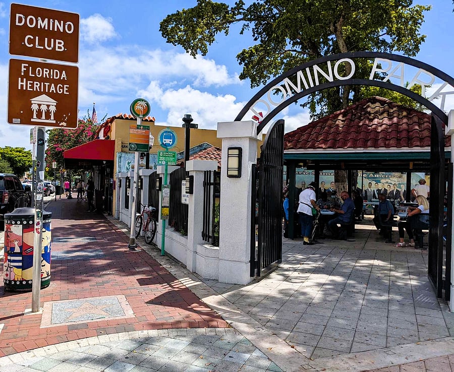 Domino Park (Mximo Gmez Park)
Distance: 0.6 miles 12 min walk / 3 min drive
Why visit: A true Little Havana tradition, watch locals battle it out in serious games of dominoes under shaded pavilions. Iconic and authentic.