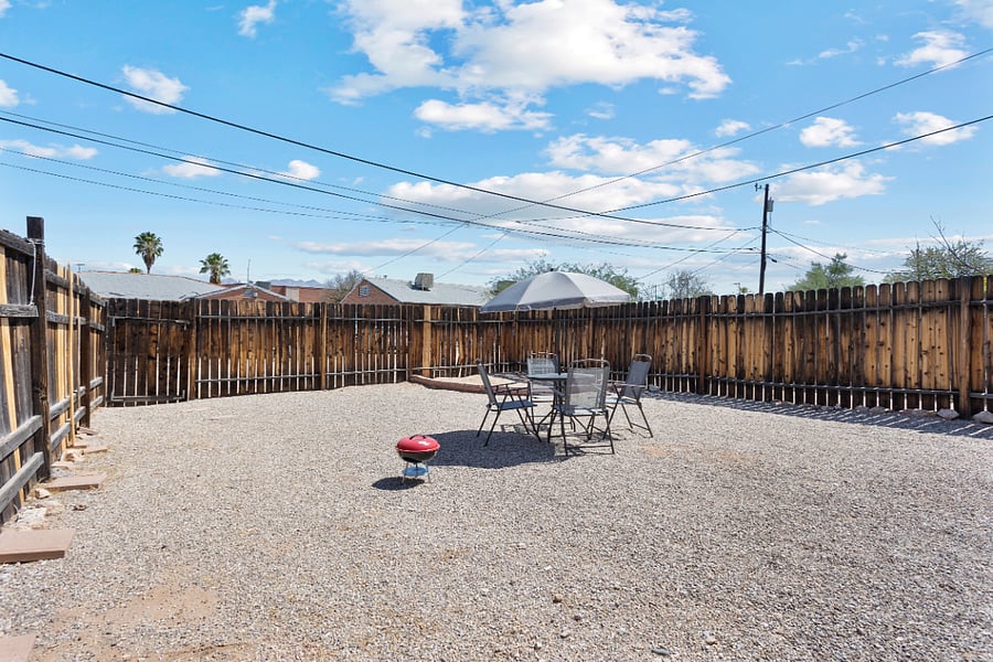 Large backyard for outdoor relaxation and BBQ