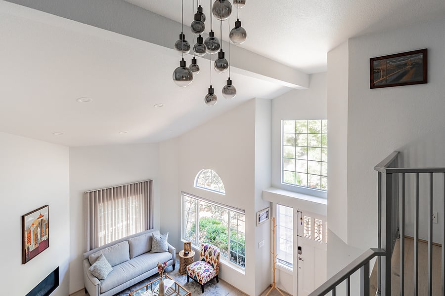 High ceiling living room