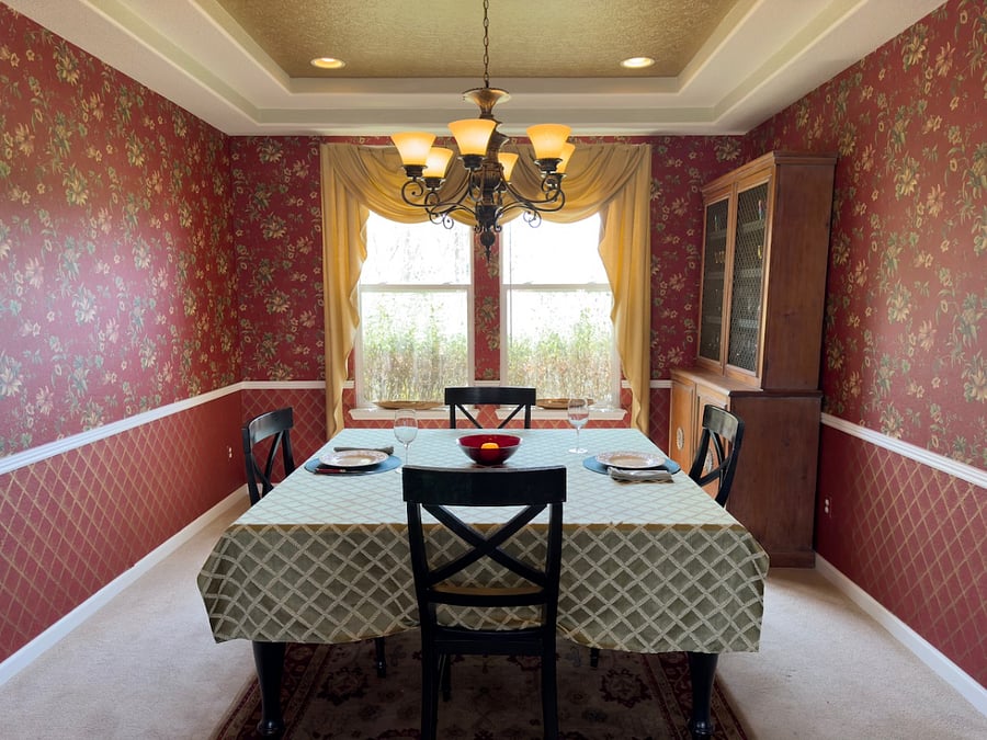 Dining room seats eight.