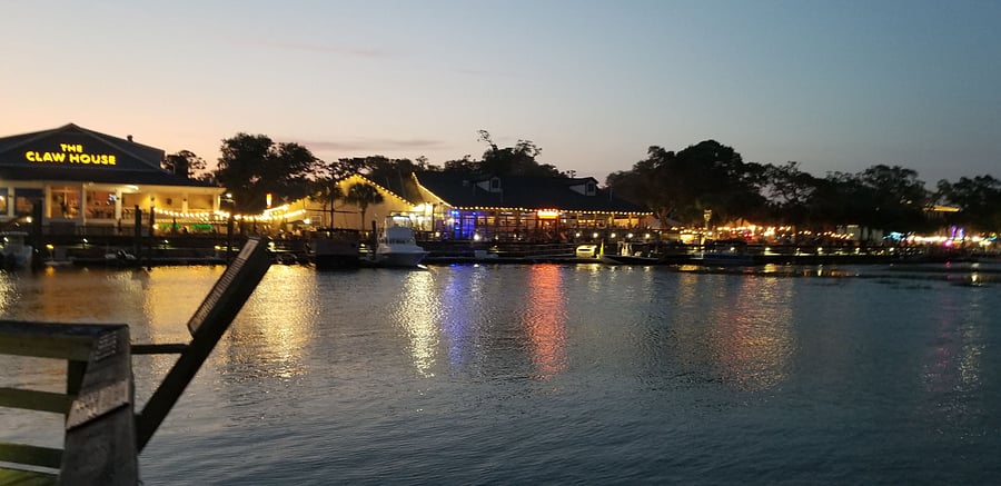 The Marshwalk about a mile down the road with great restaurants and live music on the water