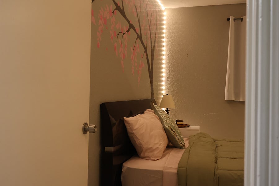 Pinky bedroom at the entrance