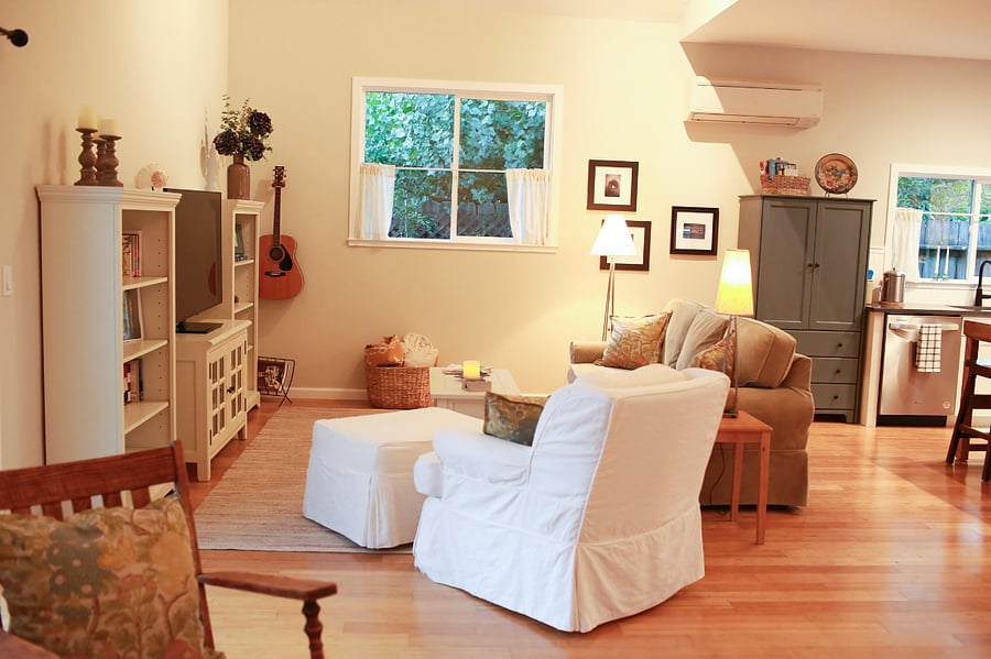 spacious living room with TV