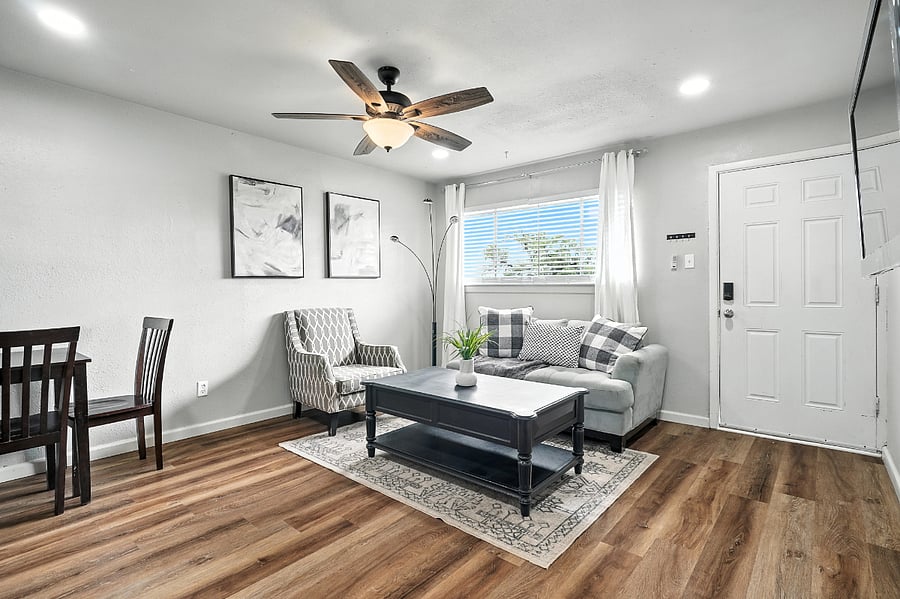 Living and dining areas