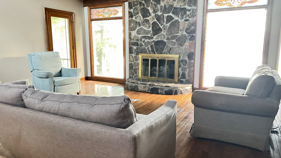 Fireplace looking over the lake