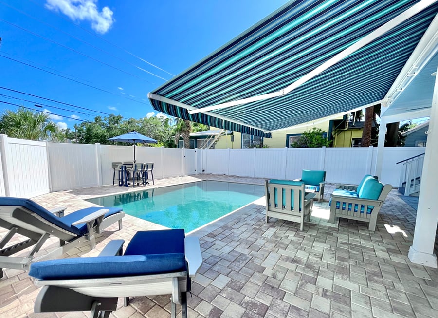 Another angle showing patio and pool.