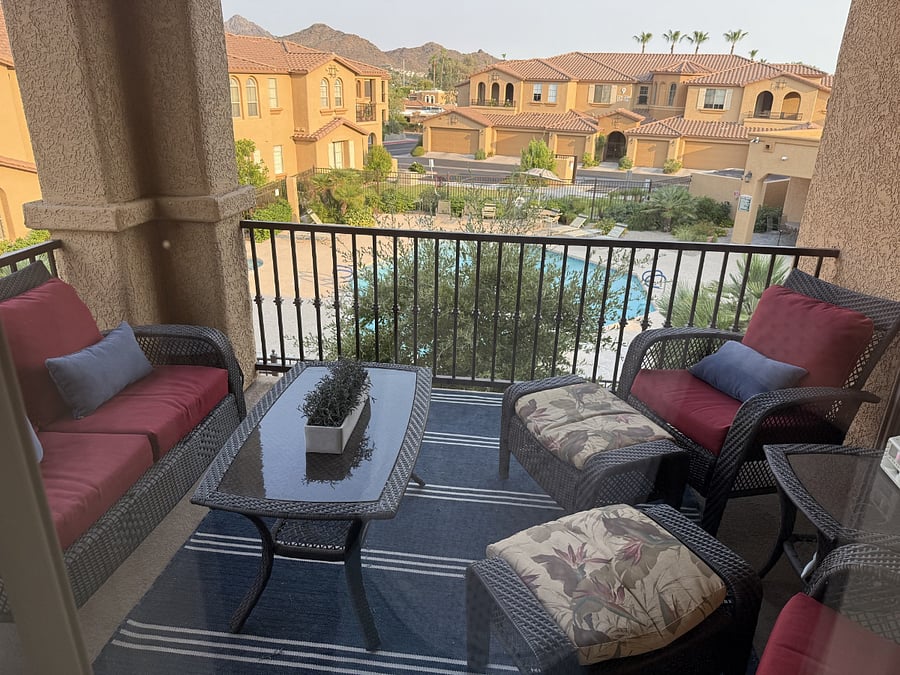 Balcony 1 with a Pool View and Mountain views