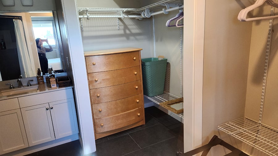 walk-in closet in master bath area
