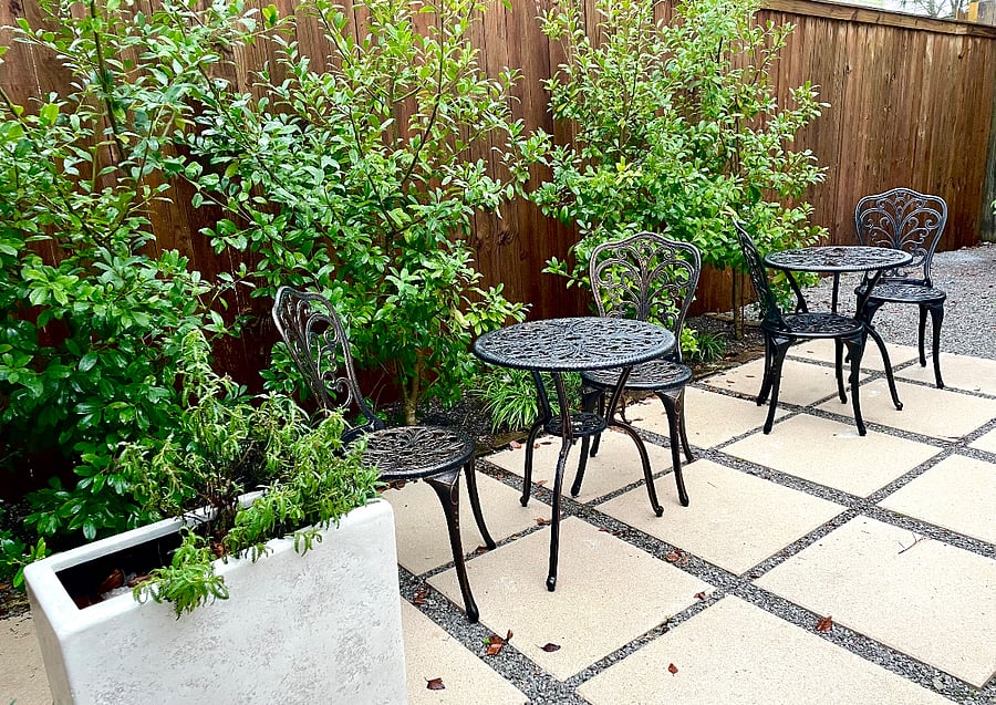 Private courtyard with seating for four