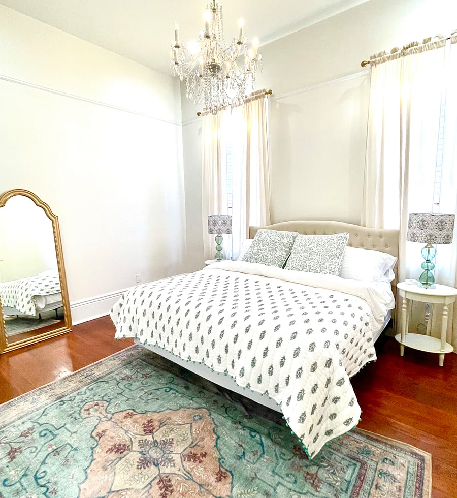 Front bedroom with king size bed and full closet