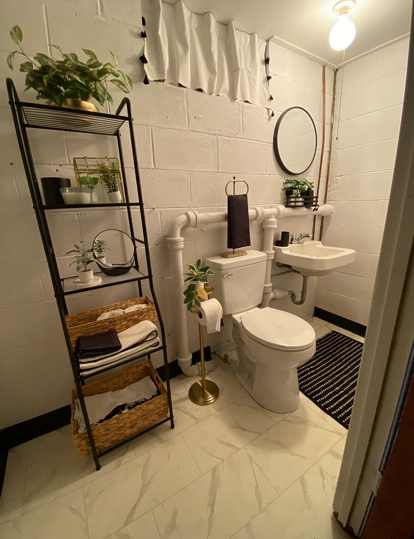 This is the half bathroom located in the basement