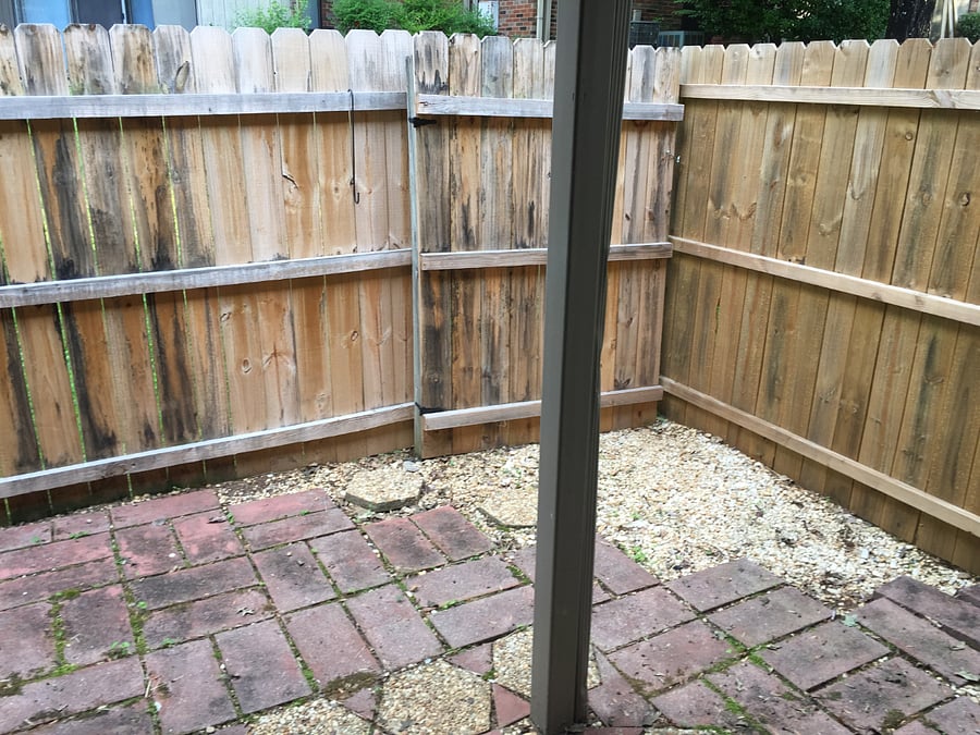 Patio, but the fence is now teal, current photos will be posted soon!