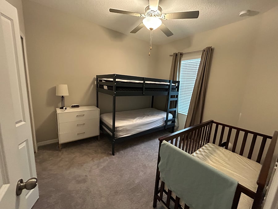 Third bedroom with Twin Bunks and Crib