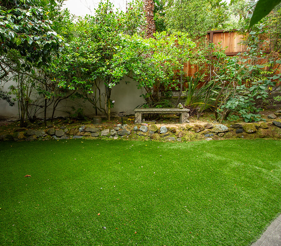 Entrance to apartment is through garden