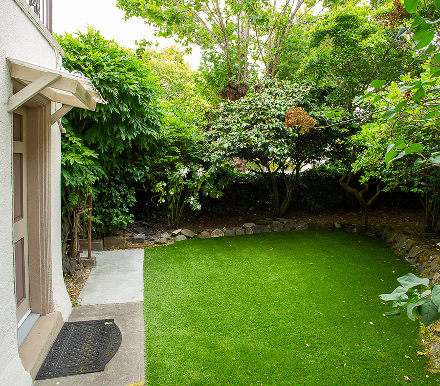 Entrance is through garden