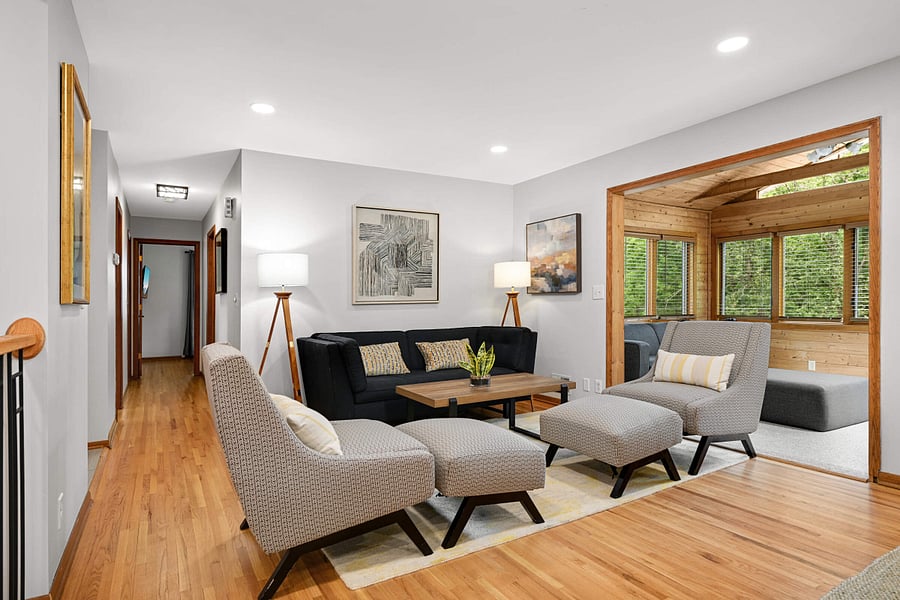 Living room and 4 season porch