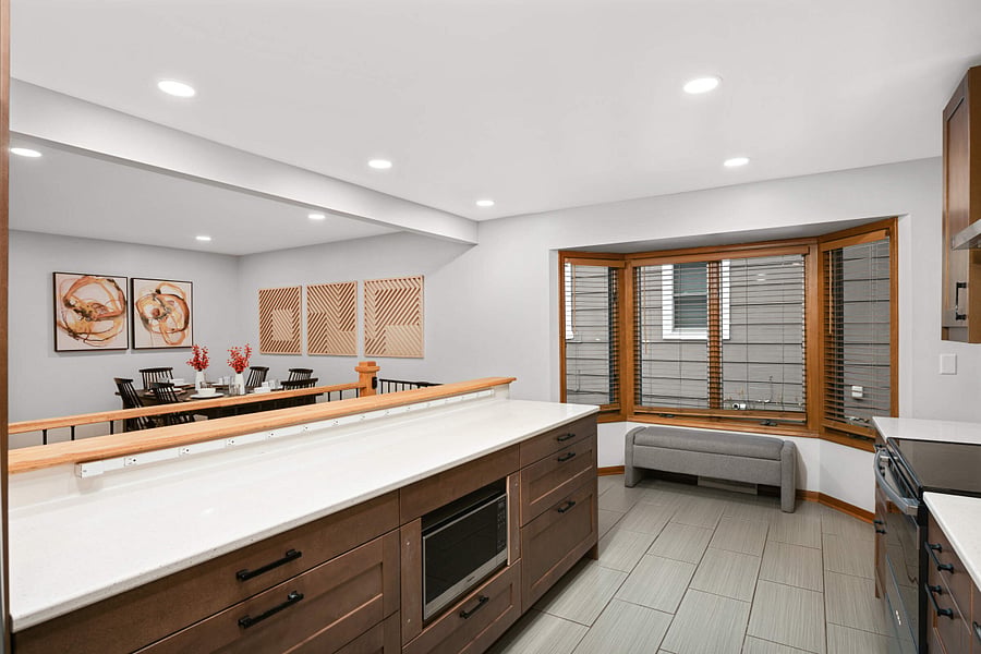Gorgeous new kitchen with open concept to Dining Area and Living Room