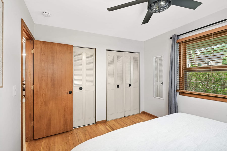 Main floor Primary Bedroom with King bed and 2 closets