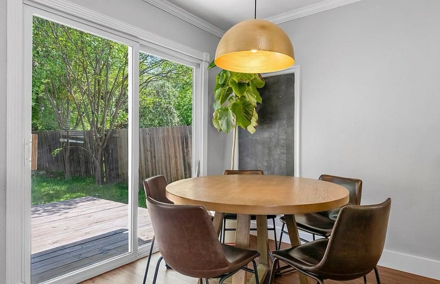 The dining area with access to the private backyard