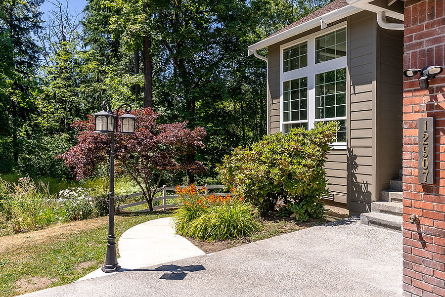 Lighted path to covered patio & studio