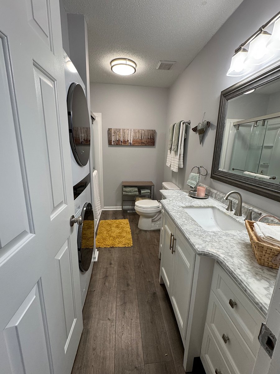 Hall bath with stack washer deyer